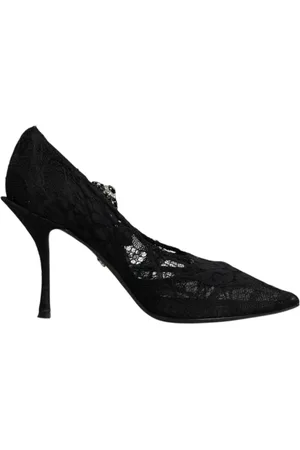 Dolce & Gabbana Sko, Dame, Sort, 39 1/2 EU, Læder, Sort Krystal Mary Jane Stiletto Pumps