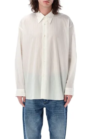 STUDIO NICHOLSON Skjorte, Herre, Hvid, L, Bomuld, Pinstripes Skjorte Ecrublack Ss25
