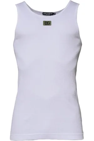 Dolce & Gabbana Top, Herre, Hvid, M, Bomuld, Hvid Ærmeløs Rund Hals T-shirt