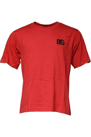 Dolce & Gabbana Top, Herre, Rød, S, Bomuld, Rød Bomuld Crew Neck T-shirt