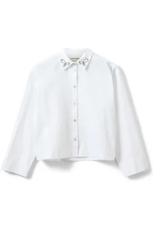 Sofie Schnoor Bluser & Skjorter, Dame, Hvid, L, Elegant Hvid Skjorte med Fine Detaljer