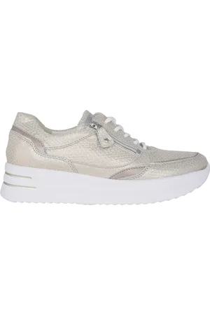 Waldläufer Sko, Dame, Grå, 39 1/2 EU, Brede Fit Lace-Zip Sneakers - Sølv