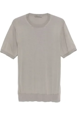 corneliani Top, Herre, Grå, XL, Uld, Luksuriøs Grå Silkebluse