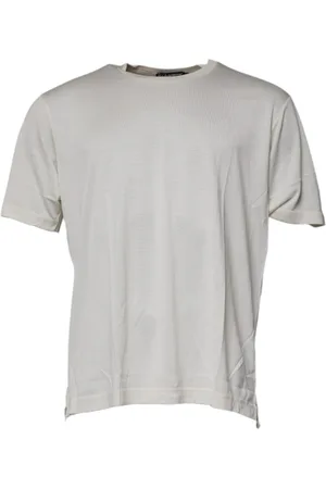 Dolce & Gabbana Top, Herre, Hvid, XL, Bomuld, Silkeblandet Crew Neck T-shirt