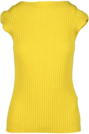 Sportmax Strik, Dame, Gul, M, Bomuld, Bomuld Stilfuld Top