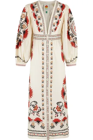 Farm Rio Kjole, Dame, Flerfarvet, XS, Elegant Maxi Kjole til Kvinder