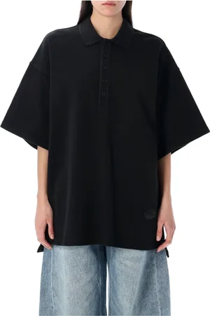 Alexander Wang Top, Dame, Sort, 2XS, Bomuld, Sort Vasket Oversized Poloshirt