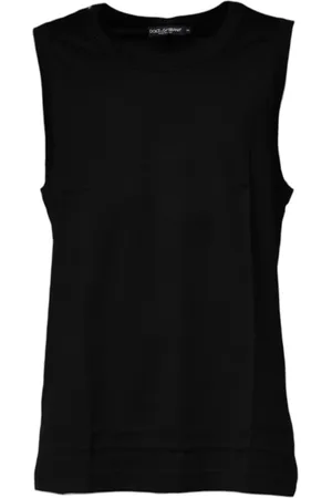 Dolce & Gabbana Top, Herre, Sort, XS, Bomuld, Sort Ærmeløs Bomuld Rund Hals Tank