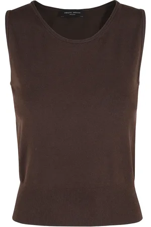 Roberto Collina Strik, Dame, Brun, S, Bred Stropløs Top