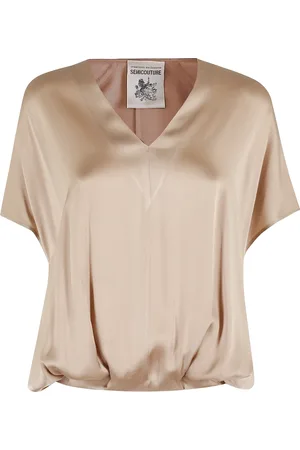 SEMICOUTURE Bluser & Skjorter, Dame, Brun, M, Elegant Silkebluse