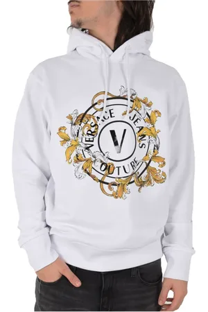 VERSACE Sweathshirts & Hoodies, Herre, Hvid, L, Bomuld, Logo Sweatshirt Regular Hættetrøje Langærmet