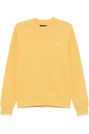 Fred Perry Sweathshirts & Hoodies, Herre, Gul, M, Bomuld, Gul sweater med broderet logo