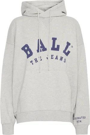Ball Sweathshirts & Hoodies, Dame, Grå, XL, Bomuld, Cool Print Hættetrøje Sweatshirt Mellemgrå
