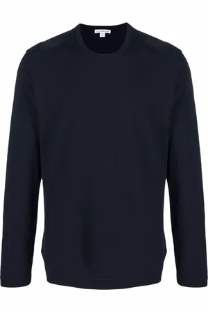 James Perse Top, Herre, Blå, XL, Bomuld, Pima Cotton Long Sleeve Crew T-Shirt