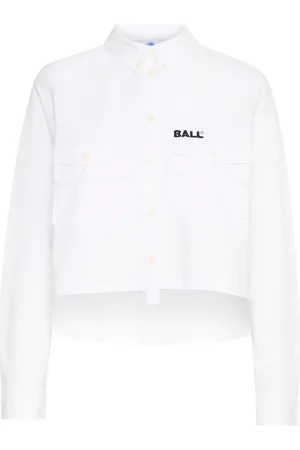 Ball Bluser & Skjorter, Dame, Hvid, XS, Cropped Skjorte med Broderet Detalje