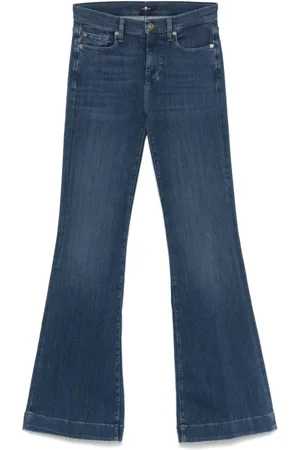 7 for all Mankind Jeans, Dame, Blå, W25, Bomuld, Tailorless Wide Leg Jeans