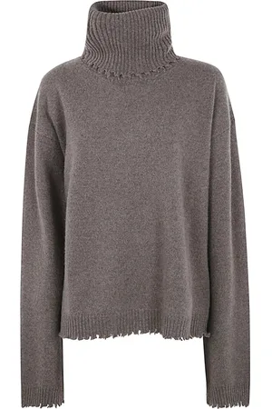 UMA WANG Strik, Dame, Brun, M, Uld, Stilfuld High Neck Top