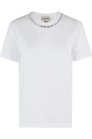 SEMICOUTURE Top, Dame, Hvid, M, Bomuld, Afslappet Bomuld T-shirt