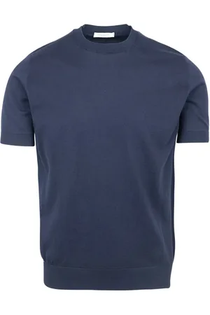 Paolo Pecora Top, Herre, Blå, XL, Bomuld, Blå Bomuld T-shirt Regular Fit