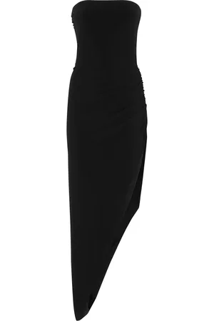 Norma Kamali Kjole, Dame, Sort, XS, Polyester, Elegant Side Drape Kjole
