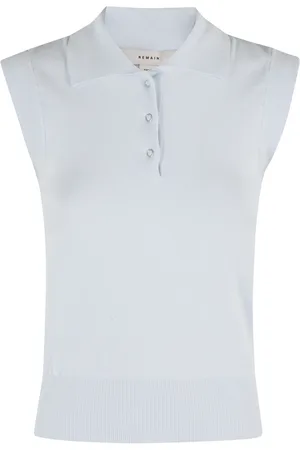 REMAIN Birger Christensen Top, Dame, Blå, XS, Strikket Polo