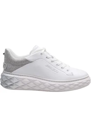 Jimmy Choo Sko, Dame, Hvid, 36 EU, Læder, Hvide Glitter Degrade Læder Sneakers
