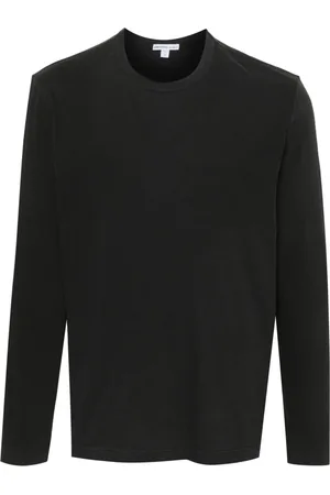 James Perse Top, Herre, Grå, M, Bomuld, Pima Cotton Long Sleeve Crew T-Shirt
