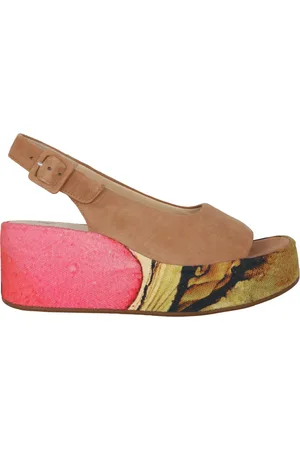 Högl Sko, Dame, Flerfarvet, 36 EU, Læder, Beige Mix Platform Sandal til Kvinder
