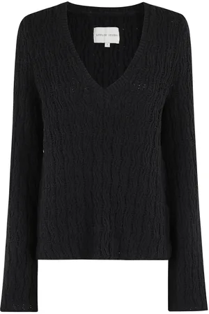 Loulou Studio Strik, Dame, Sort, XS, Uld, Stilfuld V-hals sweater