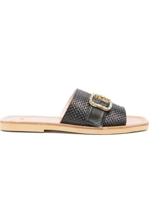 Nº21 Sko, Dame, Sort, 39 EU, Læder, Krystalpyntede Sorte Sandaler