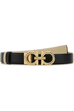 Salvatore Ferragamo Tilbehør, Dame, Sort, 90 CM, Læder, Vendbar Sort Læderbælte