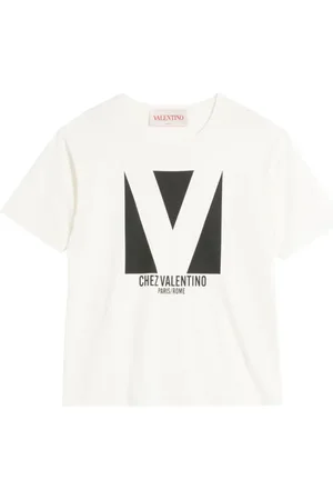 VALENTINO Top, Herre, Hvid, S, Trykt Rund Hals T-shirt