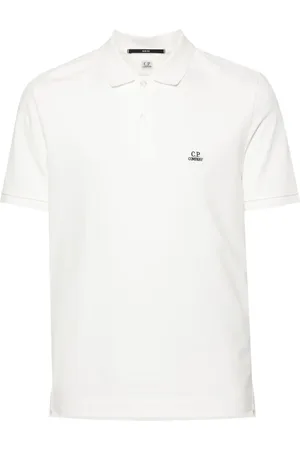 C.P. Company Top, Herre, Hvid, 2XL, Bomuld, Logo Patch Polo Shirt