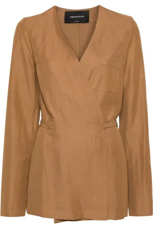 Fabiana Filippi Bluser & Skjorter, Dame, , M, Twill V-Neck Jakke Sand