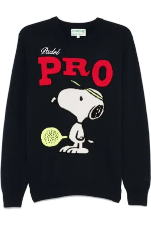 MC2 SAINT BARTH Strik, Herre, Blå, M, Uld, Blå Snoopy Broderet Uldtrøje