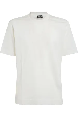 Ermenegildo Zegna Top, Herre, Hvid, XL, Bomuld, Hvid Bomuld Silke Crew Neck T-shirt