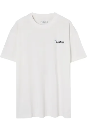 FLÂNEUR Top, Herre, Hvid, S, Trykt hvid skjorte