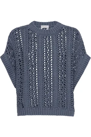 Brunello Cucinelli Strik, Dame, Blå, XS, Blå Avion Sweater