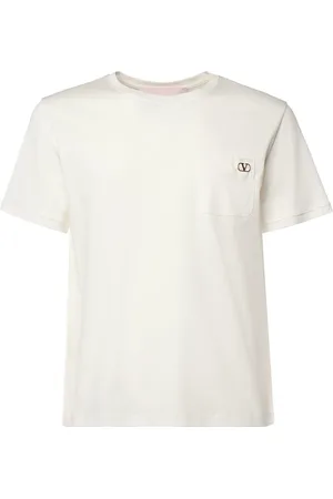 VALENTINO GARAVANI Top, Herre, Hvid, L, Bomuld, Hvid T-shirt med Placchetta Go Logo