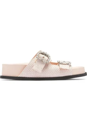 Nº21 Sko, Dame, Lyserød, 39 EU, Læder, Rosa Flettede Sandaler med Krystal Spænder