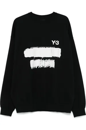 Y-3 Strik, Herre, Sort, M, Bomuld, Grafisk Crew Sweatshirt