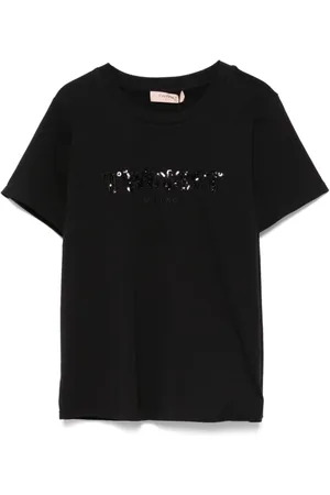 Twin-Set Top, Dame, Sort, S, Sort Crew Neck T-shirts og Polos