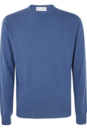 FILIPPO DE LAURENTIIS Strik, Herre, Blå, 2XL, Uld, Stilfuld rund hals langærmet top