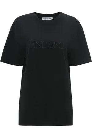 J.W.Anderson Top, Dame, Sort, XS, Bomuld, Logo Broderi T-shirt