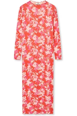 Mads Norgaard Kjole, Dame, Rød, XS, Polyester, Fiery Langærmet Kjole