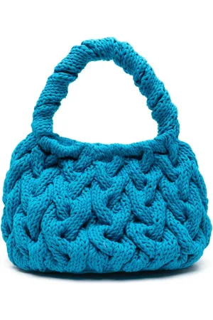J.W.Anderson Taske, Dame, Blå, ONE SIZE, Læder, Cable Knit Tote Bag