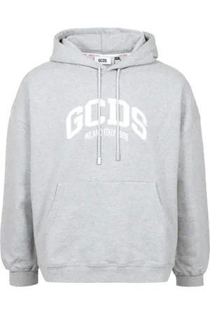 GCDS Sweathshirts & Hoodies, Herre, Grå, S, Grå Logo Hoodie med Snørelukning