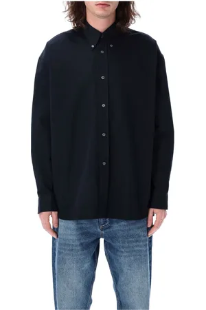 STUDIO NICHOLSON Skjorte, Herre, Blå, L, Mørkeste Navy Twill Skjorte Hæv Stil
