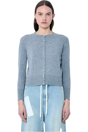 Maison Margiela Strik, Dame, Grå, L, Uld, Strikket Uld Cardigan med Knapper
