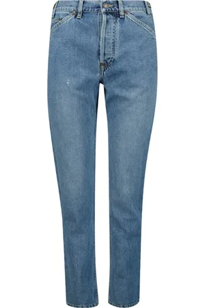 Moschino Jeans, Dame, Blå, XS, Bomuld, Højtaljede lyseblå straight jeans